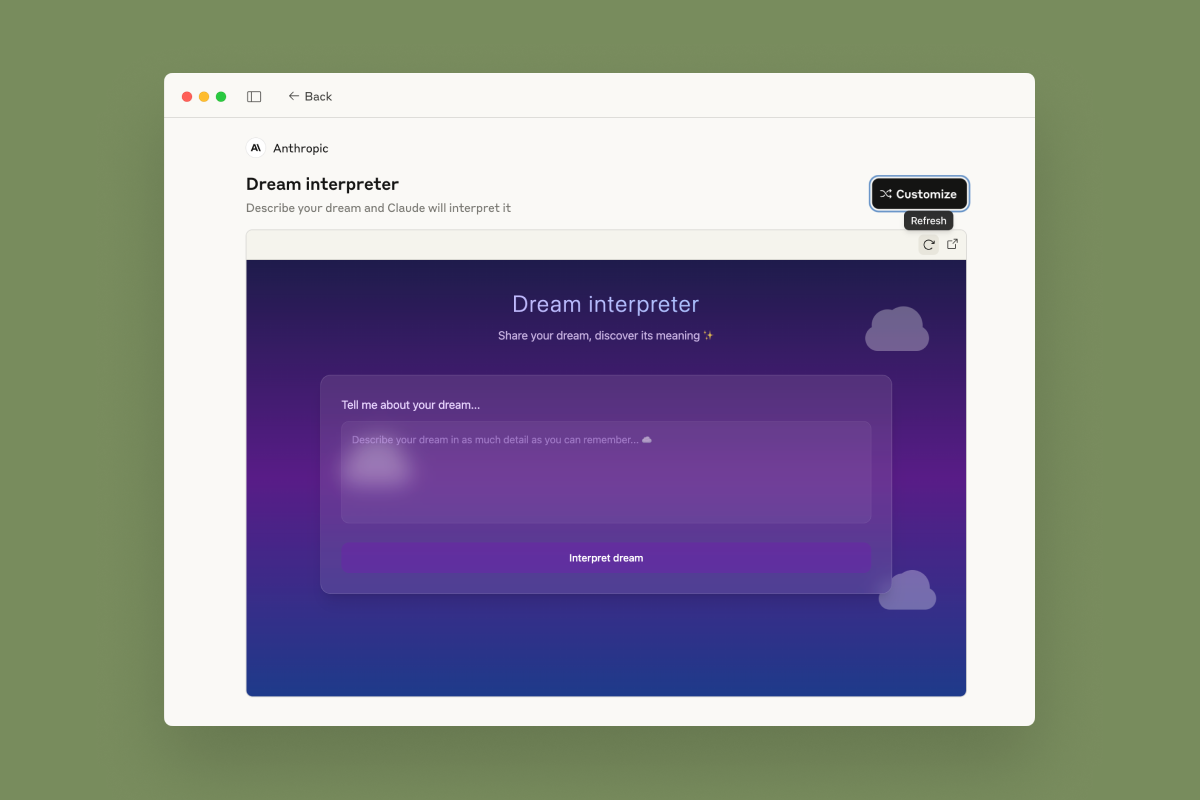 Dream Interpreter - Claude AI artifact
